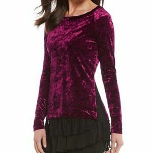 New!NWOT Karen Kane crushed berry velvet inlet top